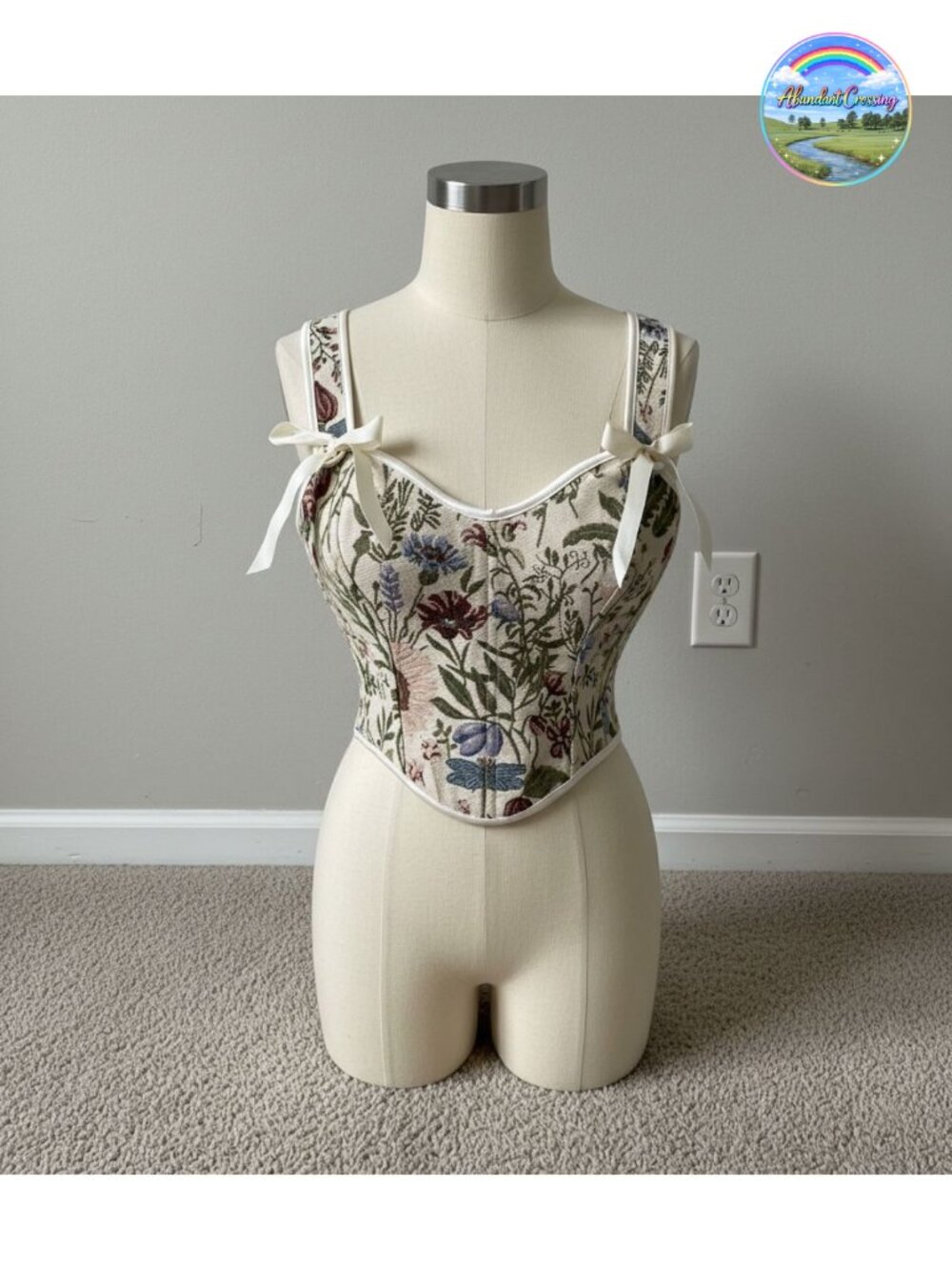 Floral Sweetheart Corset Top Women's Bustier Adjustable Lace